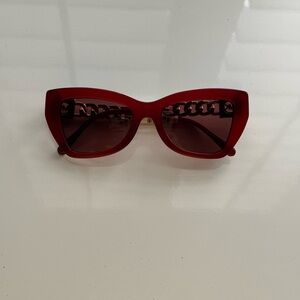 Michael Kors burgundy Cat-Eye Chain Accent Sunglasses